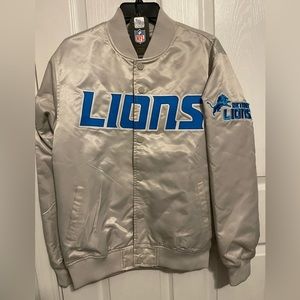 DETROIT LIONS NFL PRO STANDARD LUXURY EDITION SPORTS JACKET.  SILVER.  SIZE M.